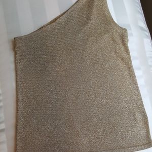Ralph Lauren Gold Metallic Knit One Shoulder Top